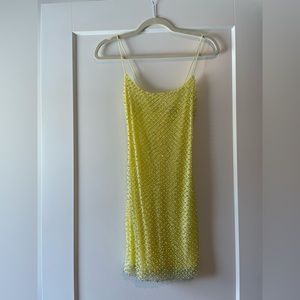 Oh Polly Yellow Embellished Dress Size UK4